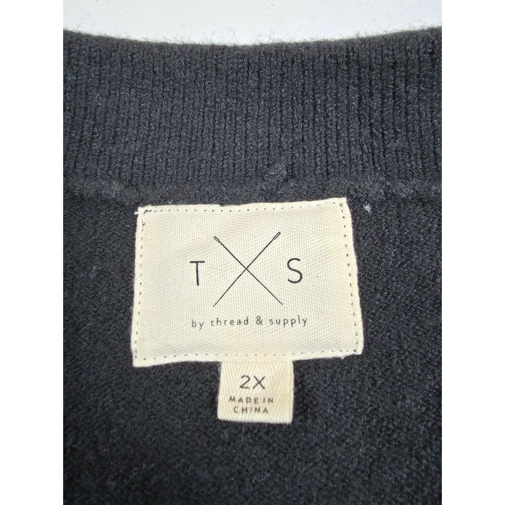 Thread & Supply Black White Striped Collared Sweater 2X Plus Preppy Coastal - Picture 4 of 8